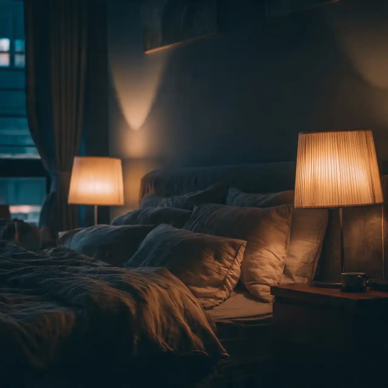 a_cozy_bedroom_at_night_with_warm