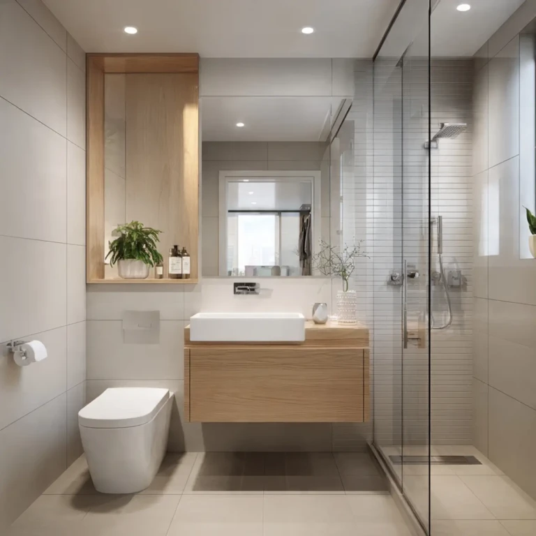 a_modern_very_small_bathroom_with_clever