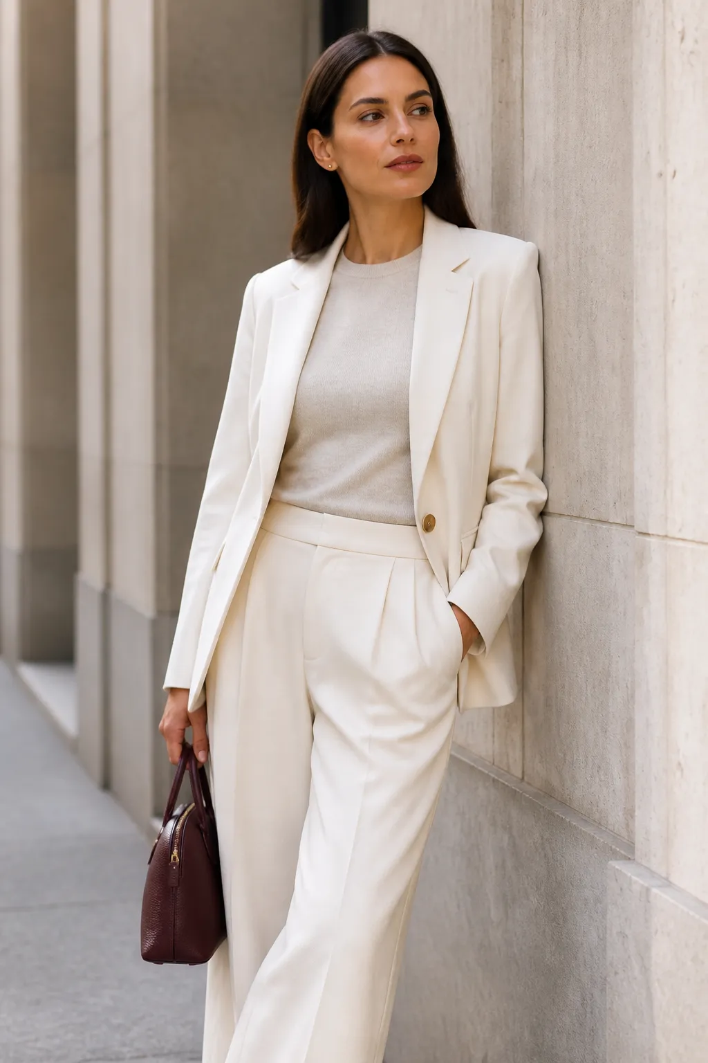Tailored Blazer Over a Fine Knit