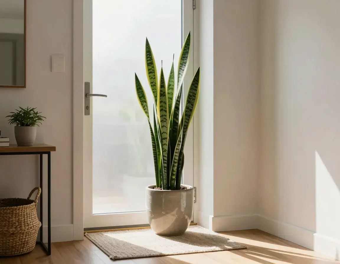 Place a Tall Snake Plant by the Entryway